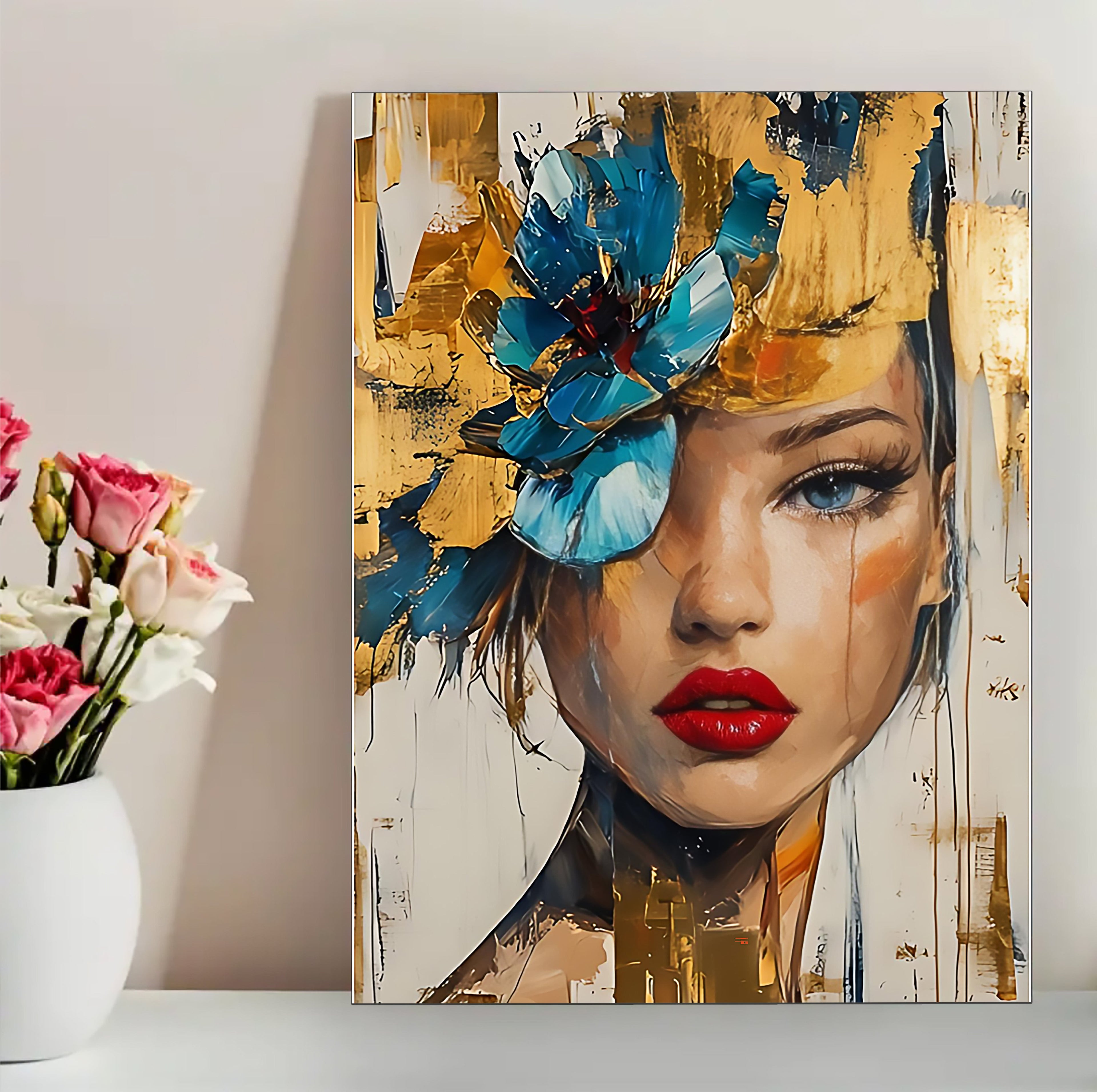 12x16 Boho Woman  Canvas Art – Contemporary Portrait Print for Gallery Wall & Studio | Tin & Time #F5011